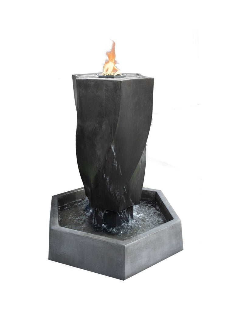 G-VRTX W/ FIRE GFRC Gist Vortex Fountain with Fire - 42W x 42D x 50H Gist