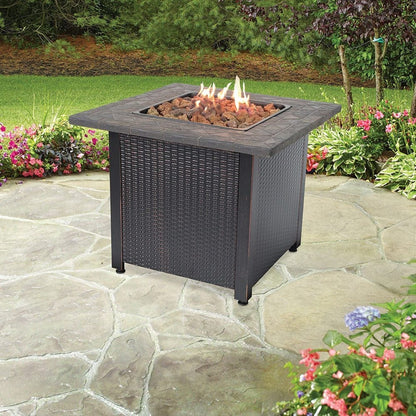 Fire Table LP Gas Outdoor Fire Pit with 30-in Resin Tile Mantel Mr. Bar-B-Q Products