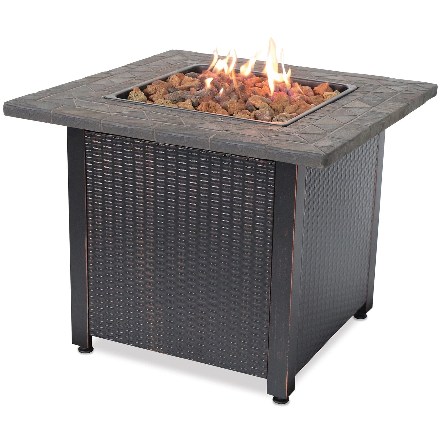 Fire Table LP Gas Outdoor Fire Pit with 30-in Resin Tile Mantel Mr. Bar-B-Q Products