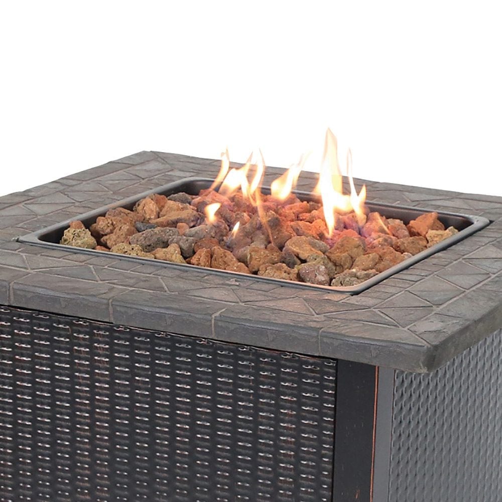 Fire Table LP Gas Outdoor Fire Pit with 30-in Resin Tile Mantel Mr. Bar-B-Q Products