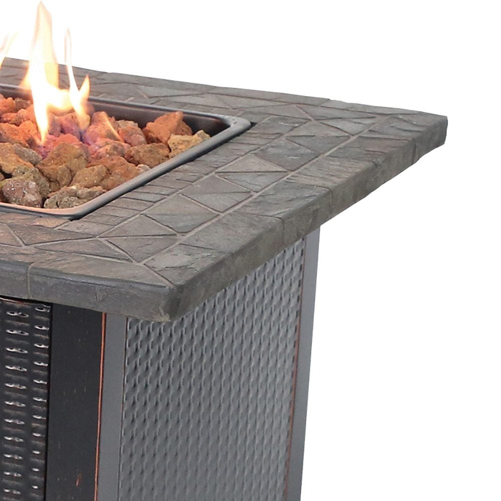 Fire Table LP Gas Outdoor Fire Pit with 30-in Resin Tile Mantel Mr. Bar-B-Q Products