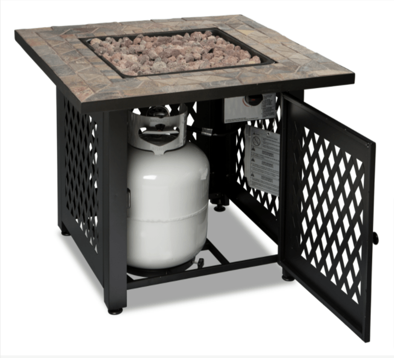 Fire Table LP Gas Outdoor Fire Pit with 30-in Slate Tile Mantel Mr. Bar-B-Q Products