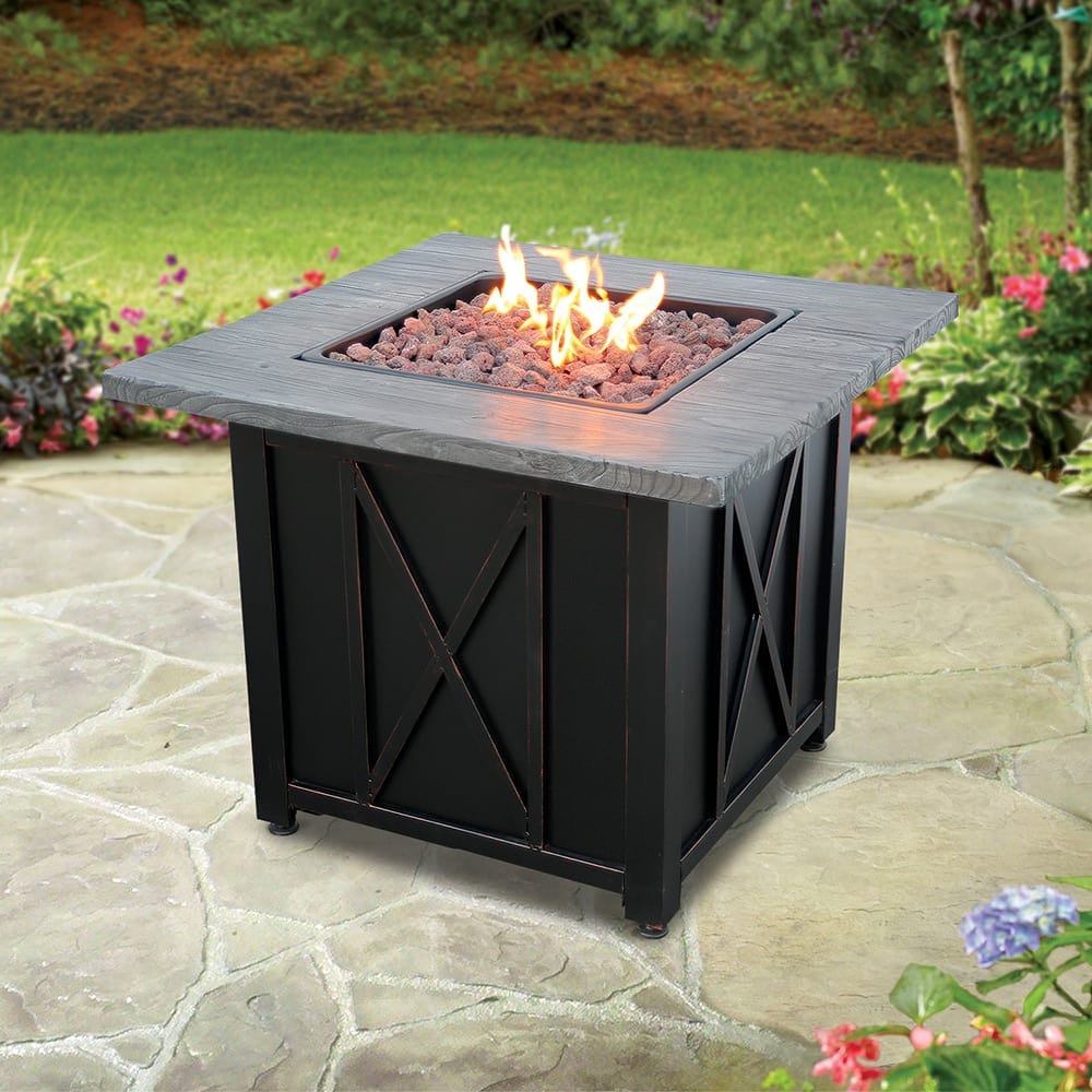 Fire Table LP Gas Outdoor Fire Pit with 30-in Resin Mantel Mr. Bar-B-Q Products