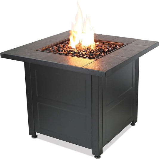 Fire Table LP Gas Outdoor Fire Table W/ Stamped Tile Design Mr. Bar-B-Q Products
