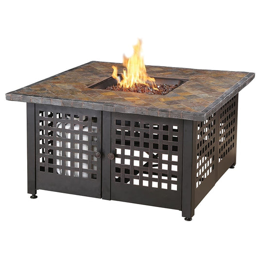 Fire Table The Elizabeth, LP Gas Outdoor Fire Pit with 42-in Slate Tile Mantel Mr. Bar-B-Q Products