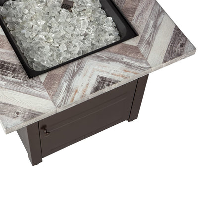 Fire Table The Duvall, LP Gas Outdoor Fire Pit with Printed Resin Mantel Mr. Bar-B-Q Products