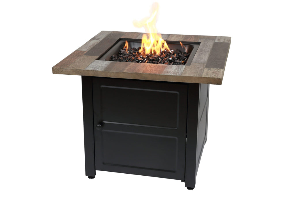 Fire Table The Cayden, 30" Square Gas Fire Table with Printed Cement Resin Mantel Mr. Bar-B-Q Products