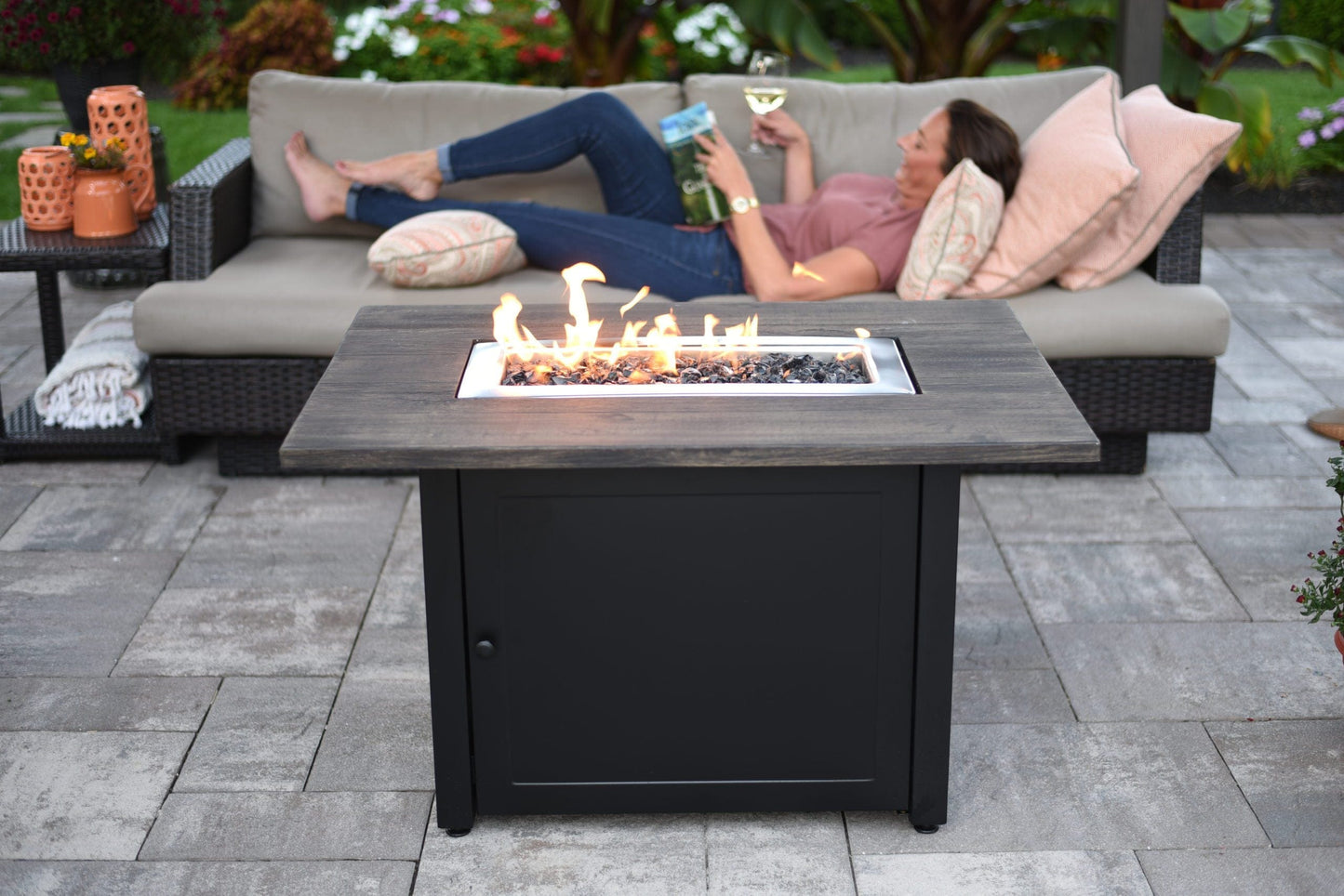 Fire Table The Marc, 40 x 28 Rectangular Gas Outdoor Fire Pit Mr. Bar-B-Q Products