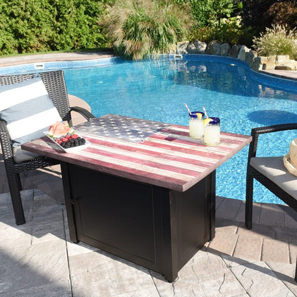 Fire Table The Americana, 40 x 28 Rectangular Gas Outdoor Fire Pit Mr. Bar-B-Q Products