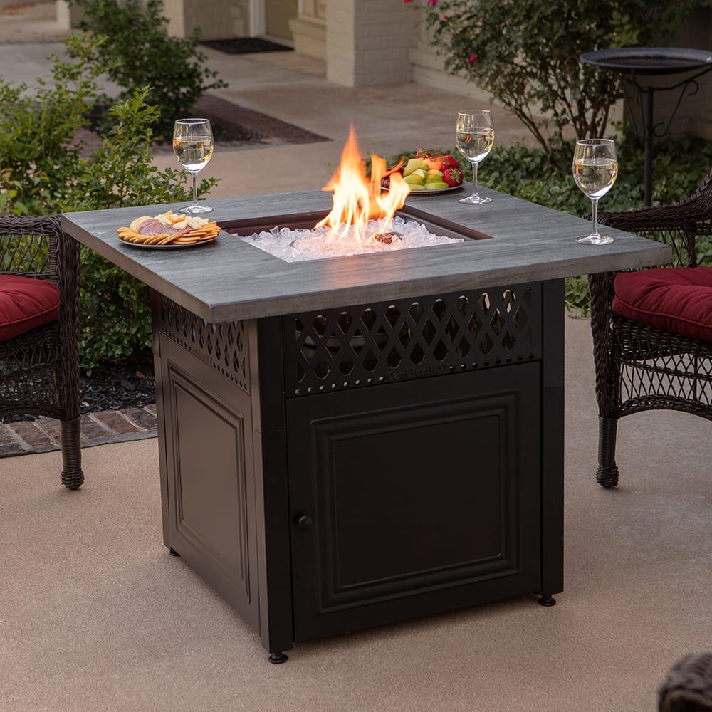 Fire Table The Dakota, Dual Heat LP Gas Outdoor Fire Pit/Patio Heater with Wood Look Resin Mantel Mr. Bar-B-Q Products