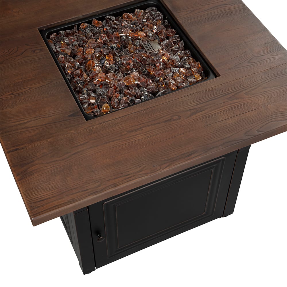 Fire Table The Donovan, Dual Heat LP Gas Outdoor Fire Pit/Patio Heater with Wood Look Resin Mantel Mr. Bar-B-Q Products