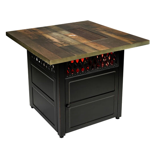 Fire Table The Harris. Dual Heat LP Gas Outdoor Fire Pit/Patio Heater with Wood Look Resin Mantel Mr. Bar-B-Q Products
