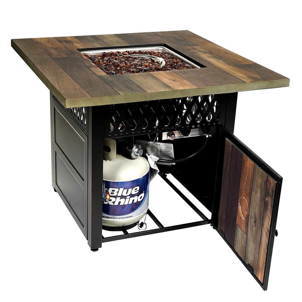 Fire Table The Harris. Dual Heat LP Gas Outdoor Fire Pit/Patio Heater with Wood Look Resin Mantel Mr. Bar-B-Q Products