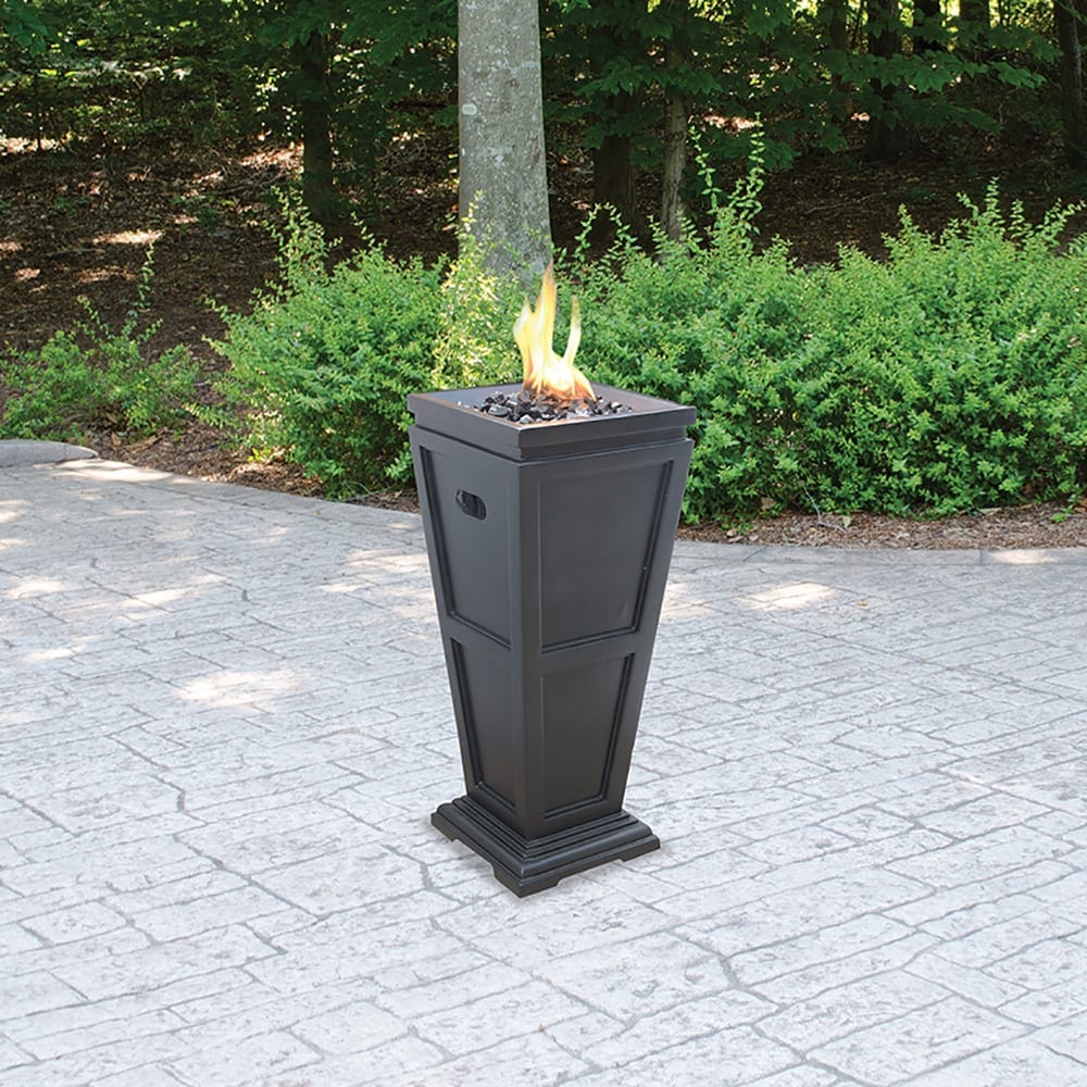 Fire Column LP Gas Outdoor Fire Column, 28x11 in. Slate Finish Mr. Bar-B-Q Products