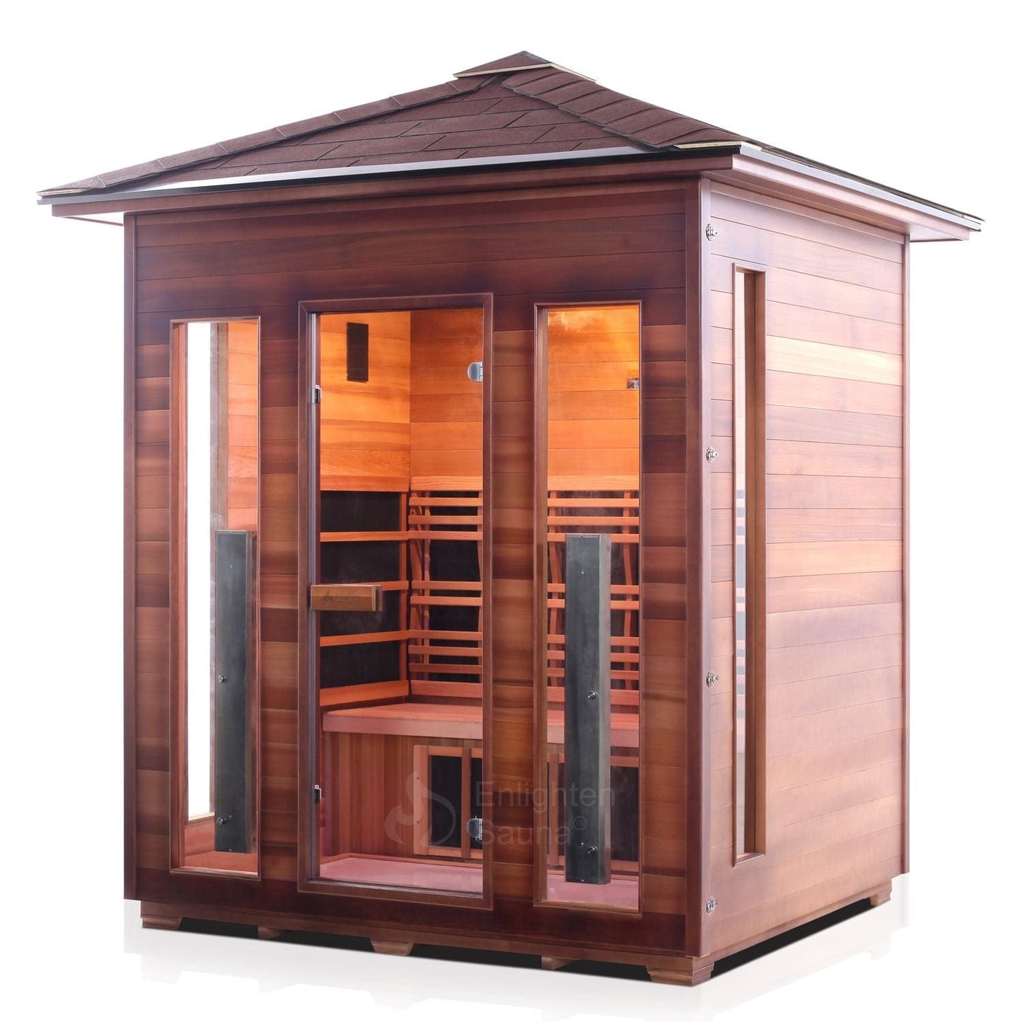 Enlighten Full Spectrum Infrared Sauna RUSTIC  - 4 Peak - 4 Person Outdoor Sauna