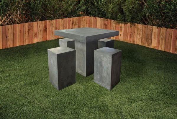 Gist Piazza Concrete Bistro Table w/ 4 Stools 42W x 42D x 42H - G-PIAZZA-BISTR-4STOOL W/ FIRE