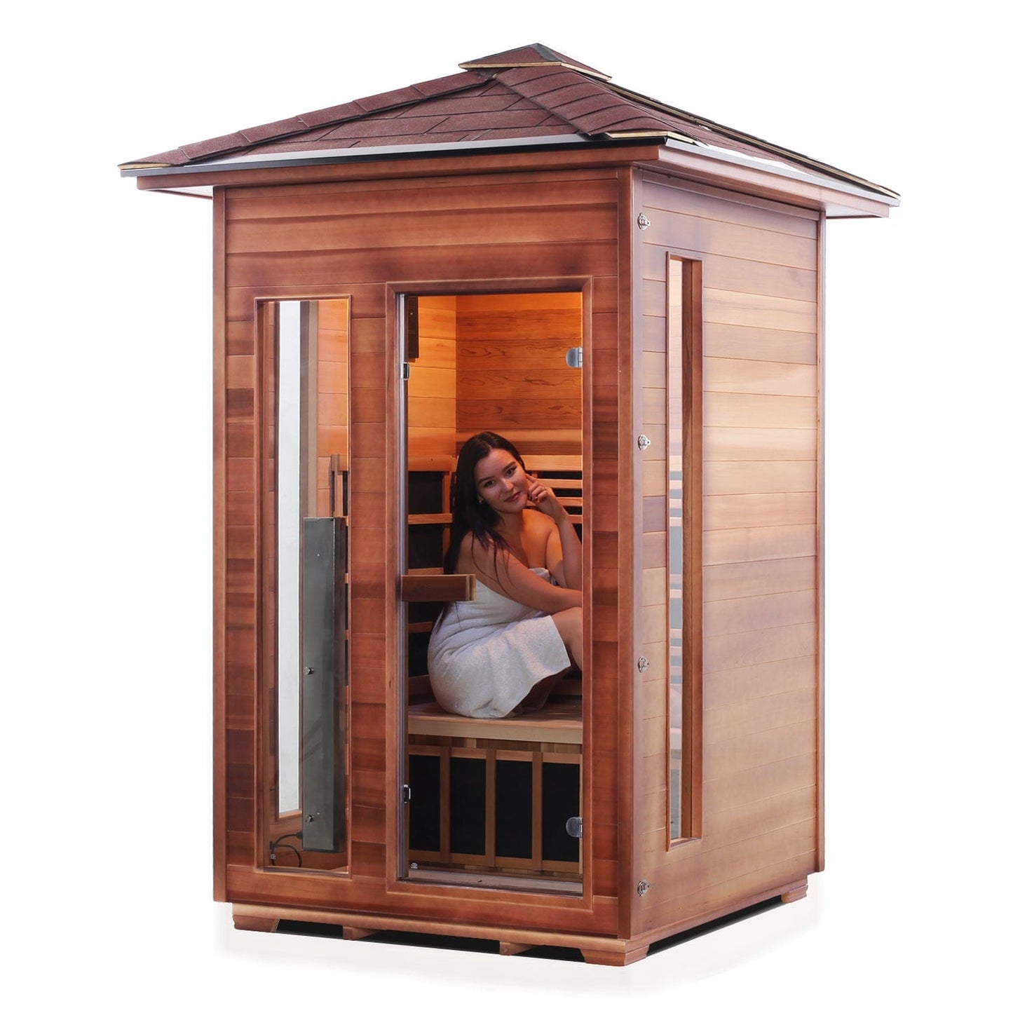 Enlighten Full Spectrum Infrared Sauna RUSTIC - 2 Peak - 2 Person Outdoor Sauna