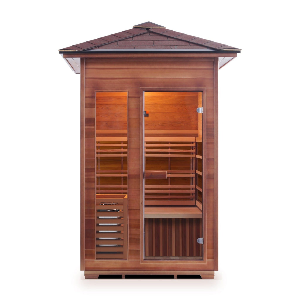 Photograph of the Enlighten Dry Traditional Sauna SunRise - 2 Peak - 2 Person Outdoor Sauna offered by Airpuria.