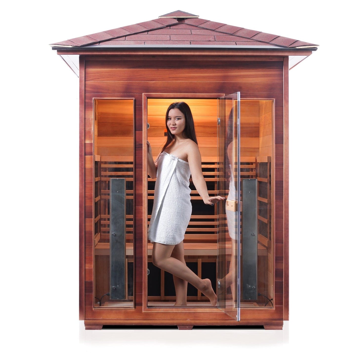 Enlighten Full Spectrum Infrared Sauna RUSTIC - 3 Peak - 3 Person Outdoor Sauna