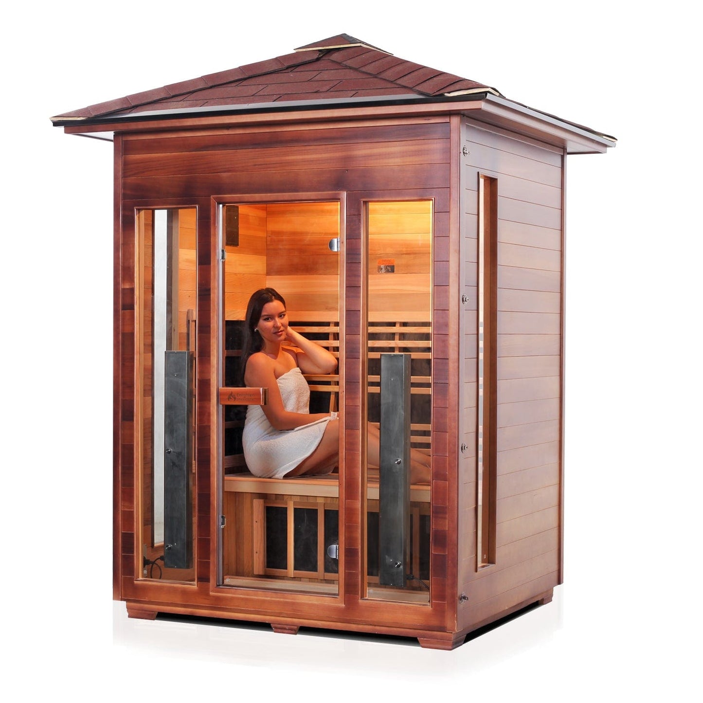 Enlighten Full Spectrum Infrared Sauna RUSTIC - 3 Peak - 3 Person Outdoor Sauna