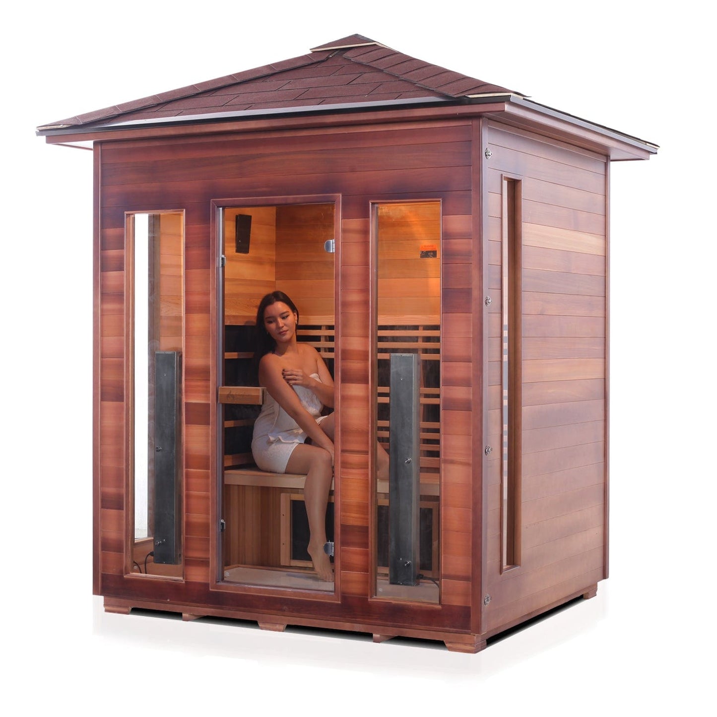 Enlighten Full Spectrum Infrared Sauna RUSTIC  - 4 Peak - 4 Person Outdoor Sauna