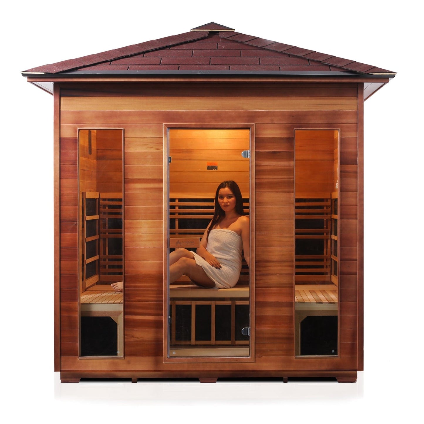 Enlighten Full Spectrum Infrared Sauna RUSTIC - 5 Peak -  5 Person Outdoor Sauna