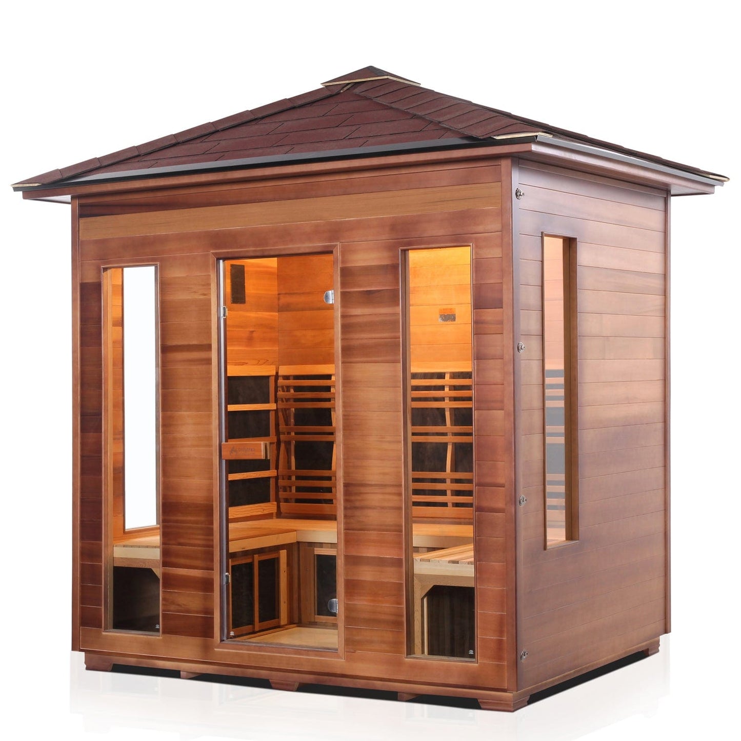 Enlighten Full Spectrum Infrared Sauna RUSTIC - 5 Peak -  5 Person Outdoor Sauna