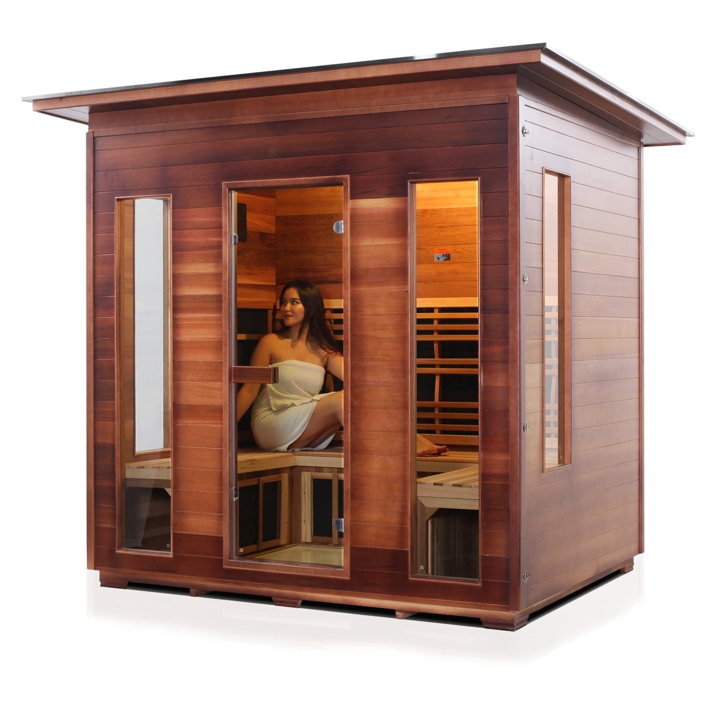 Enlighten Full Spectrum Infrared Sauna RUSTIC - 5 Slope -  5 Person Outdoor Sauna