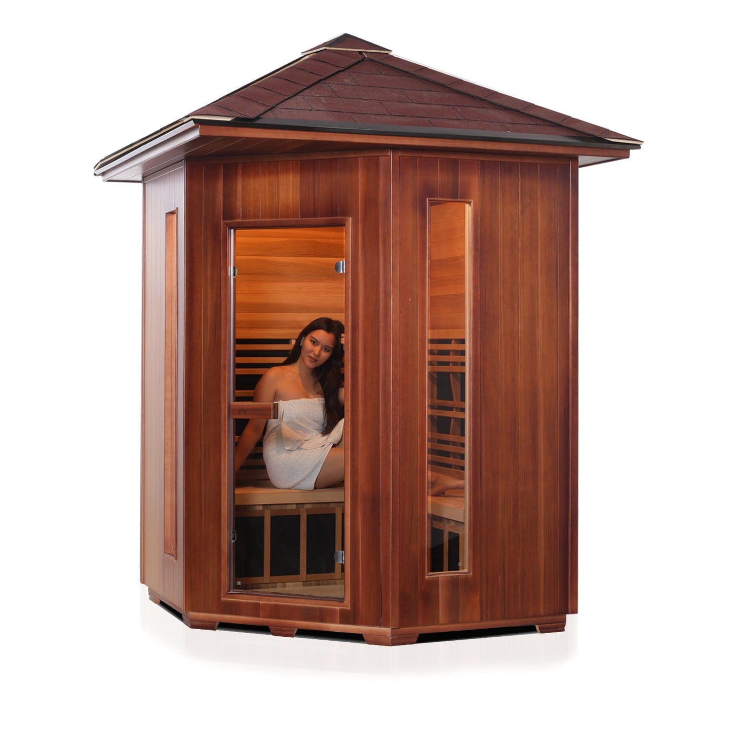 Enlighten Infrared/Traditional Sauna DIAMOND - 4C Peak - 4 Person Outdoor Sauna