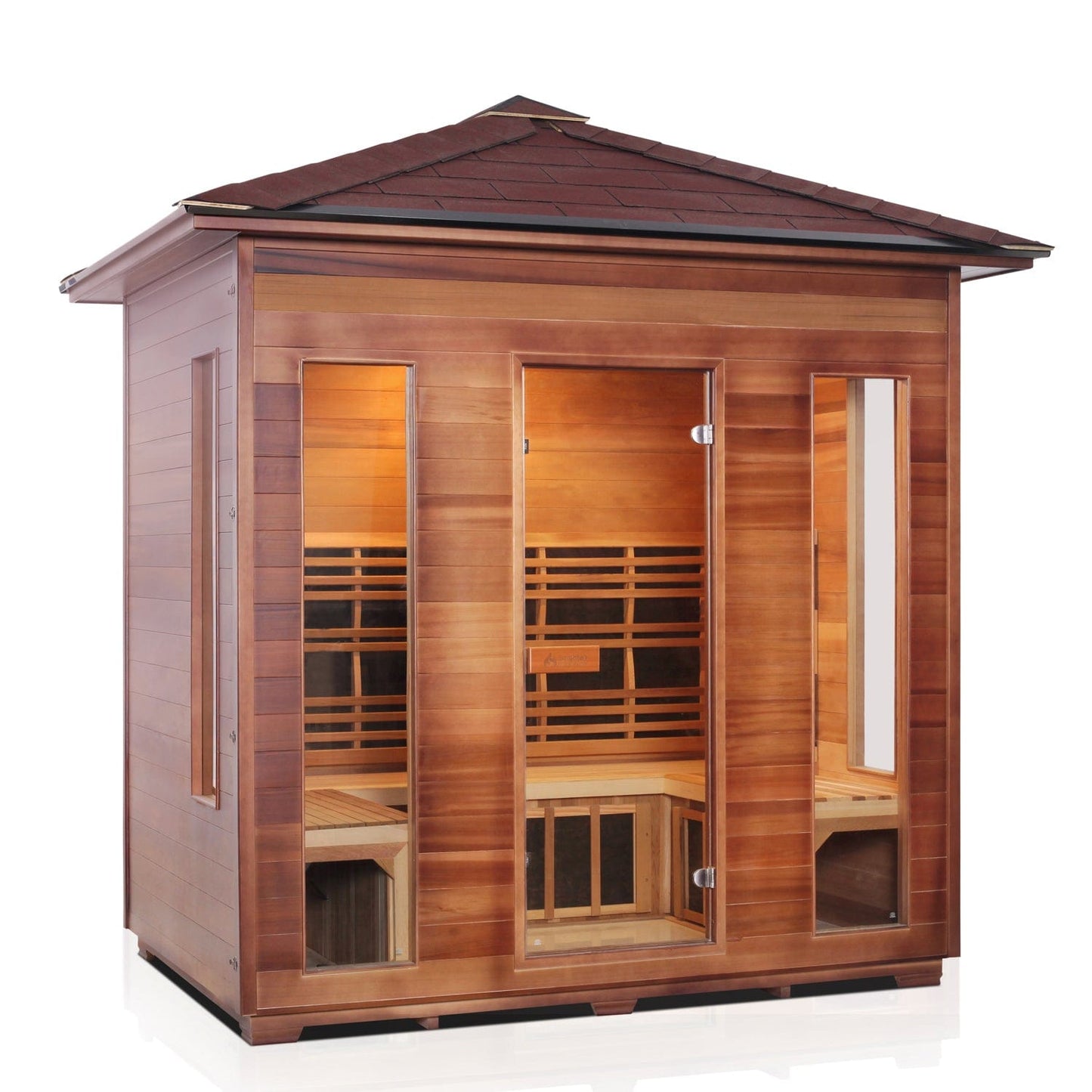 Enlighten Full Spectrum Infrared Sauna RUSTIC - 5 Peak -  5 Person Outdoor Sauna