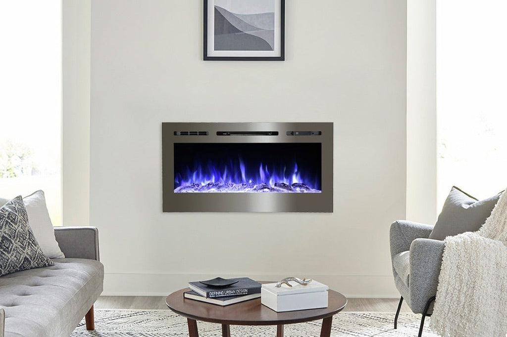 The Sideline 50 Stainless Steel 50" Recessed Electric Fireplace Touchstone