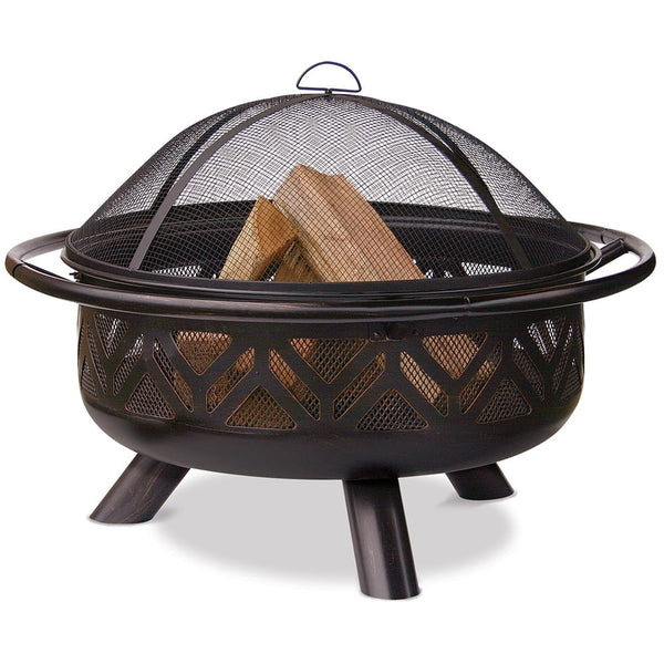 Fire Pit Oil Rubbed Bronze Wood Burning Outdoor Firebowl With Geometric Design Mr. Bar-B-Q Products