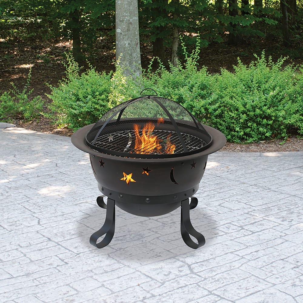 Fire Pit Oil Rubbed Bronze Wood Burning Outdoor Firebowl With Stars And Moons Mr. Bar-B-Q Products