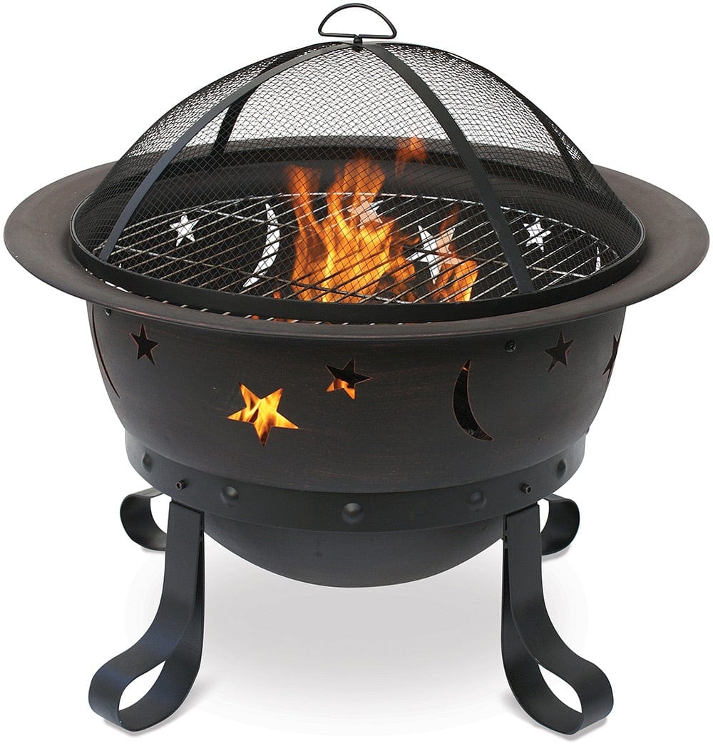 Fire Pit Oil Rubbed Bronze Wood Burning Outdoor Firebowl With Stars And Moons Mr. Bar-B-Q Products