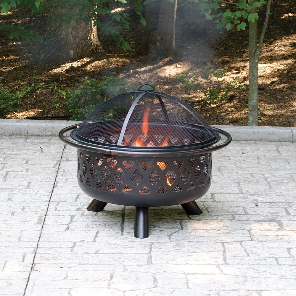 Fire Pit Oil Rubbed Bronze Wood Burning Firebowl With Lattice Design Mr. Bar-B-Q Products