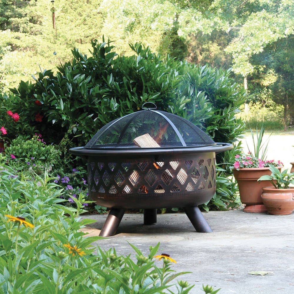 Fire Pit Oil Rubbed Bronze Wood Burning Firebowl With Lattice Design Mr. Bar-B-Q Products