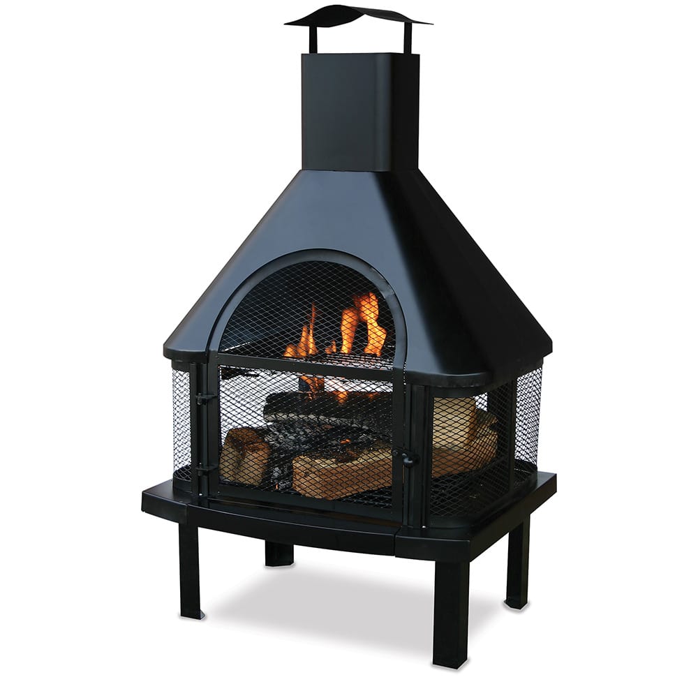 Fire Pit Black Wood Burning Outdoor Firehouse With Chimney Mr. Bar-B-Q Products