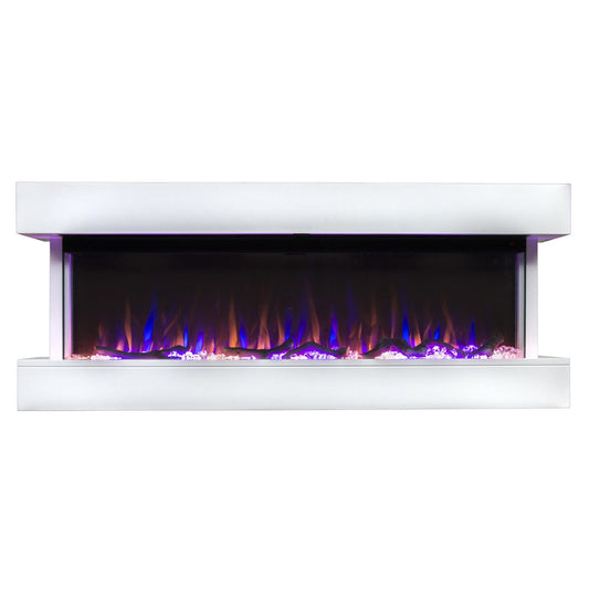 Chesmont White 50" Wall Mount 3-Sided Smart Electric Fireplace (Alexa/Google Compatible) Touchstone