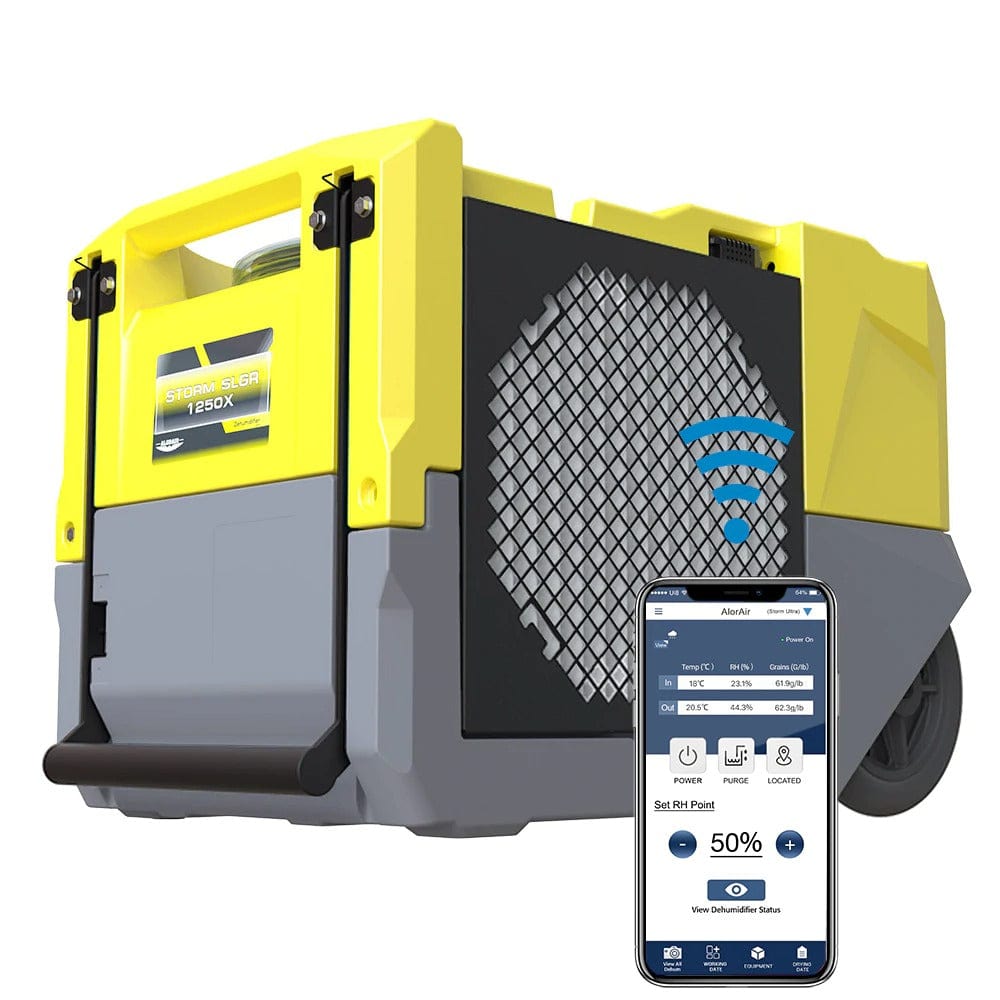 AlorAir Smart Wifi Dehumidifier, 125 PPD Commercial & Industrial Dehumidifier with Pump, 5 year warranty - Storm SLGR 1250X-Yellow-WIFI