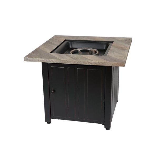 Fire Table The Harper, 30" Square Gas Outdoor Fire Pit with Printed Cement Resin Mantel Mr. Bar-B-Q Products