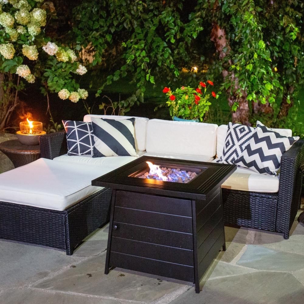 Fire Table The Anderson, LP Gas Fire Pit 28" Steel Mantel Mr. Bar-B-Q Products