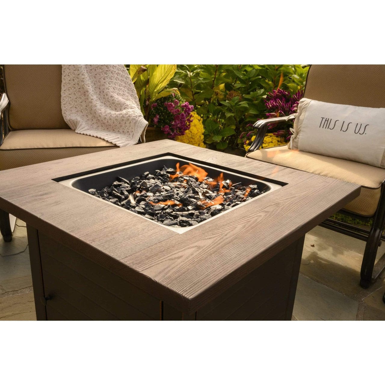 Fire Table The Spencer, 30" LP Gas Outdoor Fire Pit with Printed Resin Mantel Mr. Bar-B-Q Products