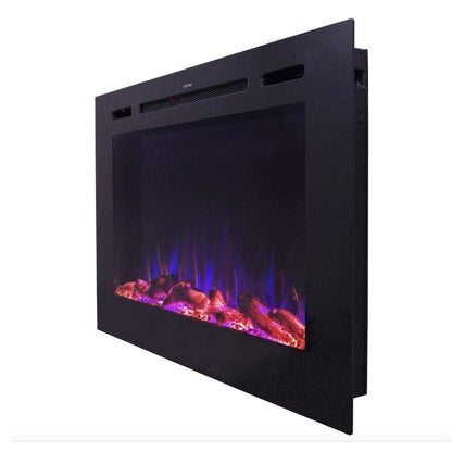 Forte Steel Mesh Screen Non Reflective 40" Recessed Electric Fireplace -  Matte Black