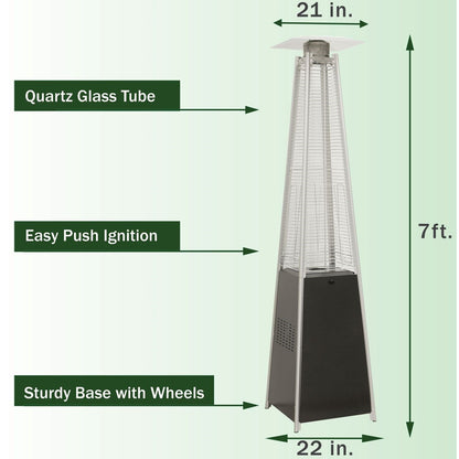 Patio Heater Hanover/HAN101BLKL - Pyramid Flame Glass patio heater Hanover