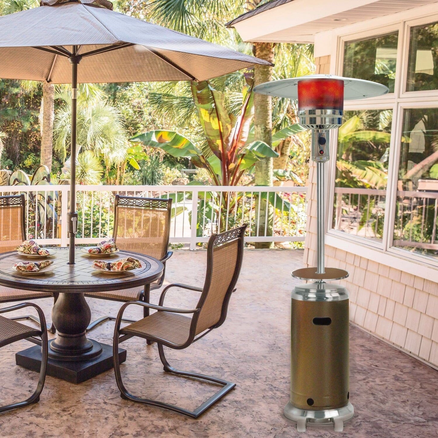 Patio Heater Hanover/H002BRSS-CV Steel Umbrella patio heater Hanover