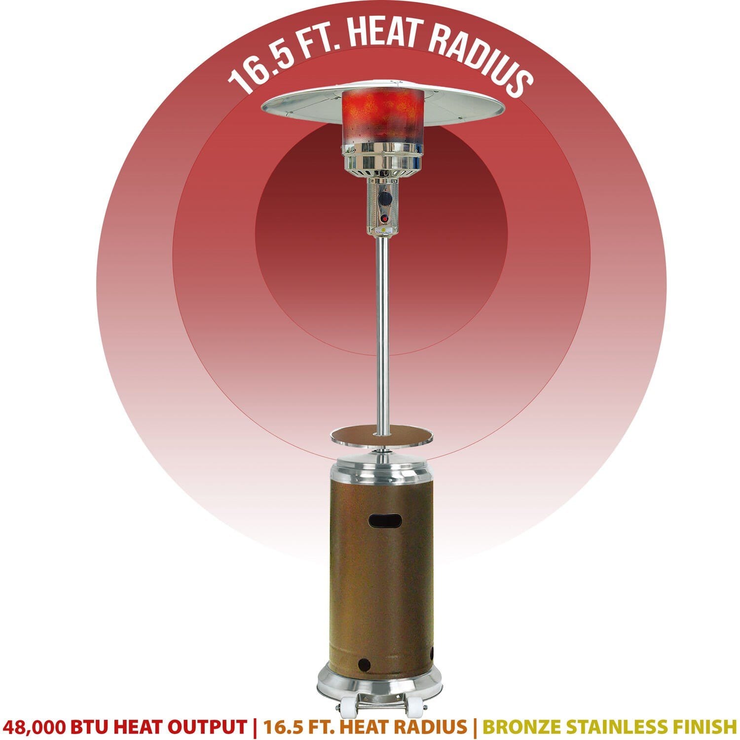 hanover mini umbrella table top patio heater hb Hanover Bronze Stainless Steel 7-foot 41,000-BTU Umbrella Propane Patio Heater