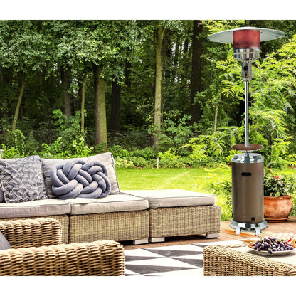 hanover mini umbrella table top patio heater hb Hanover Bronze Stainless Steel 7-foot 41,000-BTU Umbrella Propane Patio Heater
