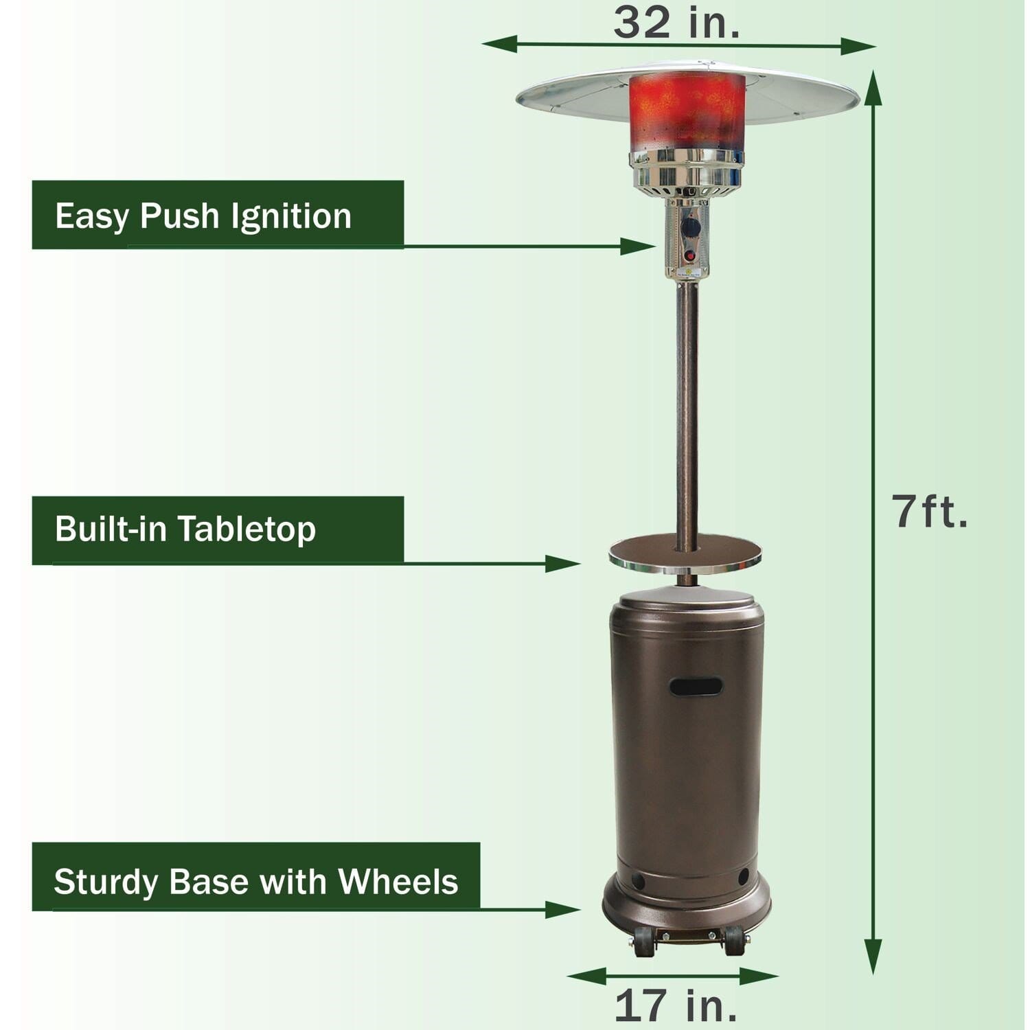 Patio Heater Hanover Steel Umbrella Patio Heater HAN001BR Hanover