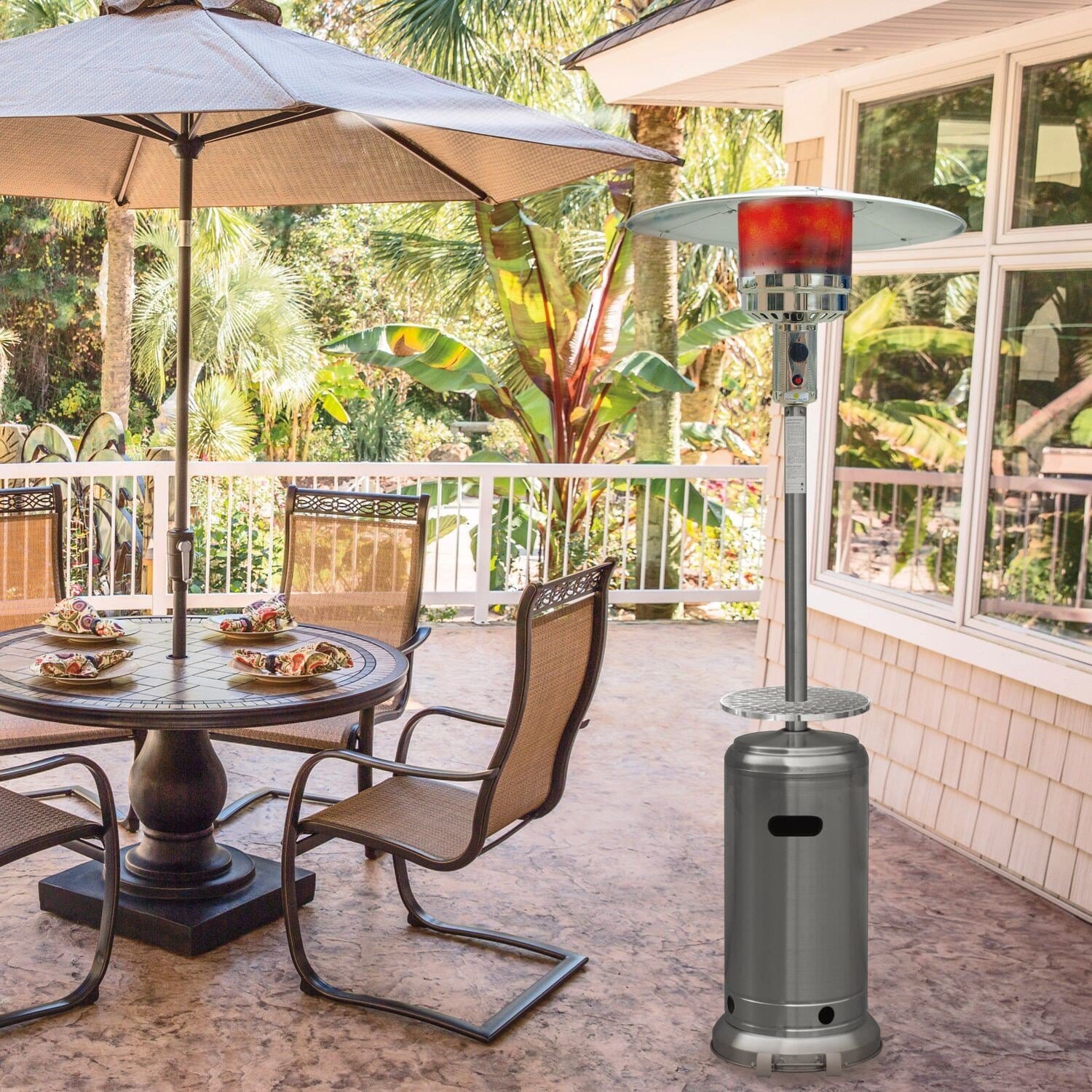 hanover umbrella patio heater brass Hanover - Steel Umbrella Patio Heater, 7' tall, Propane, 48,000 BTU