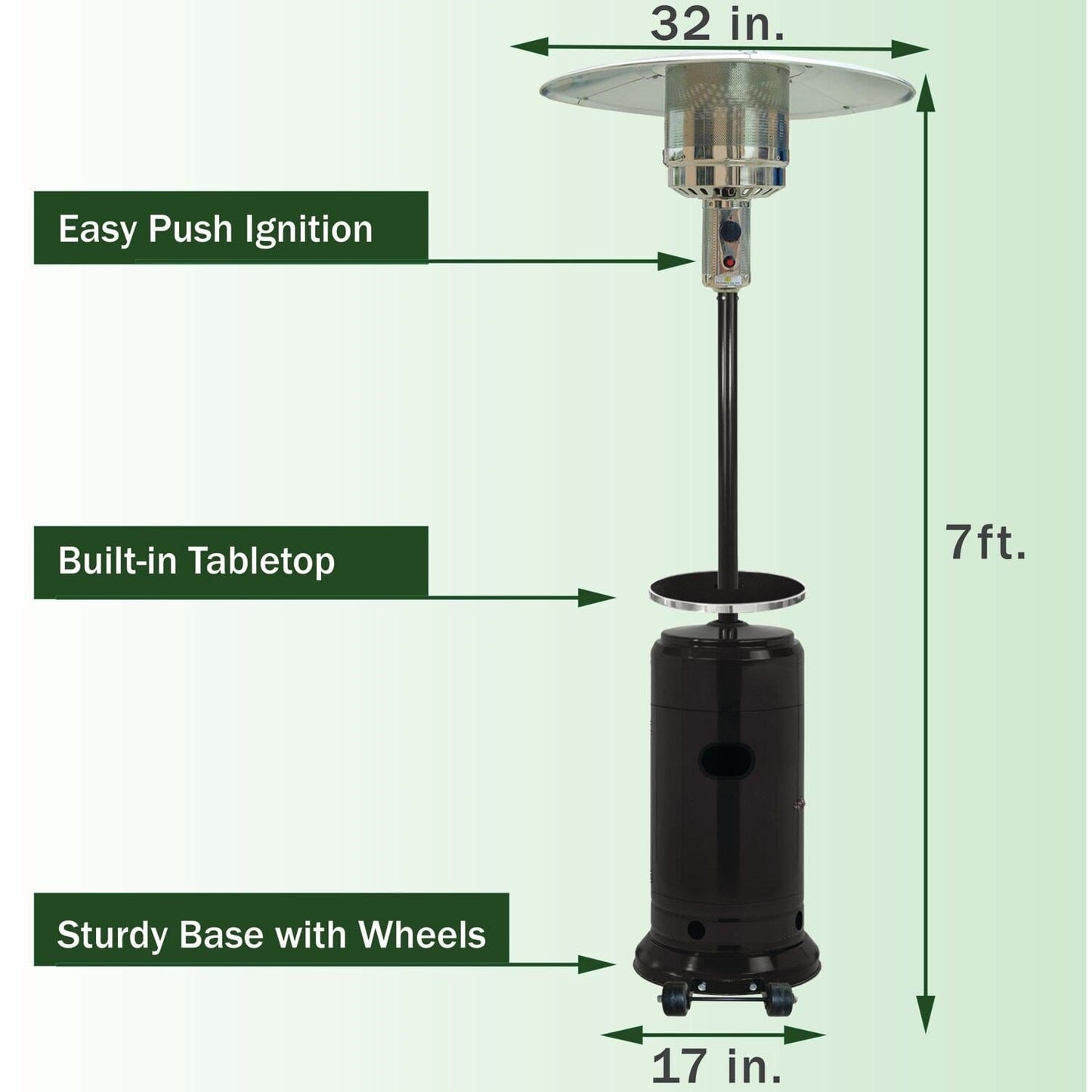 Patio Heater Hanover/HAN004BLKL - Steel Umbrella patio heater Hanover